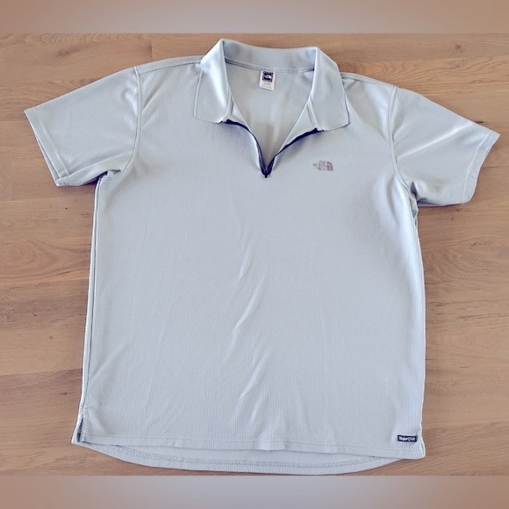 The north face men’s vapor wick short sleeve polo with zipper gray size XXL